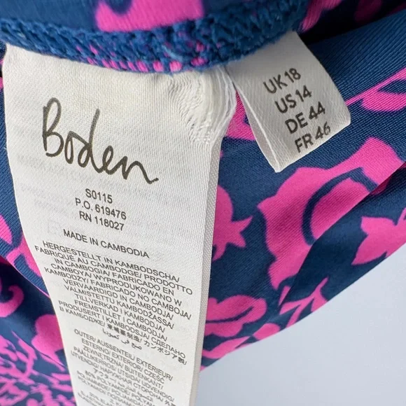 Boden High Neck Swimsuit Pink and Navy - Picture 7 of 9